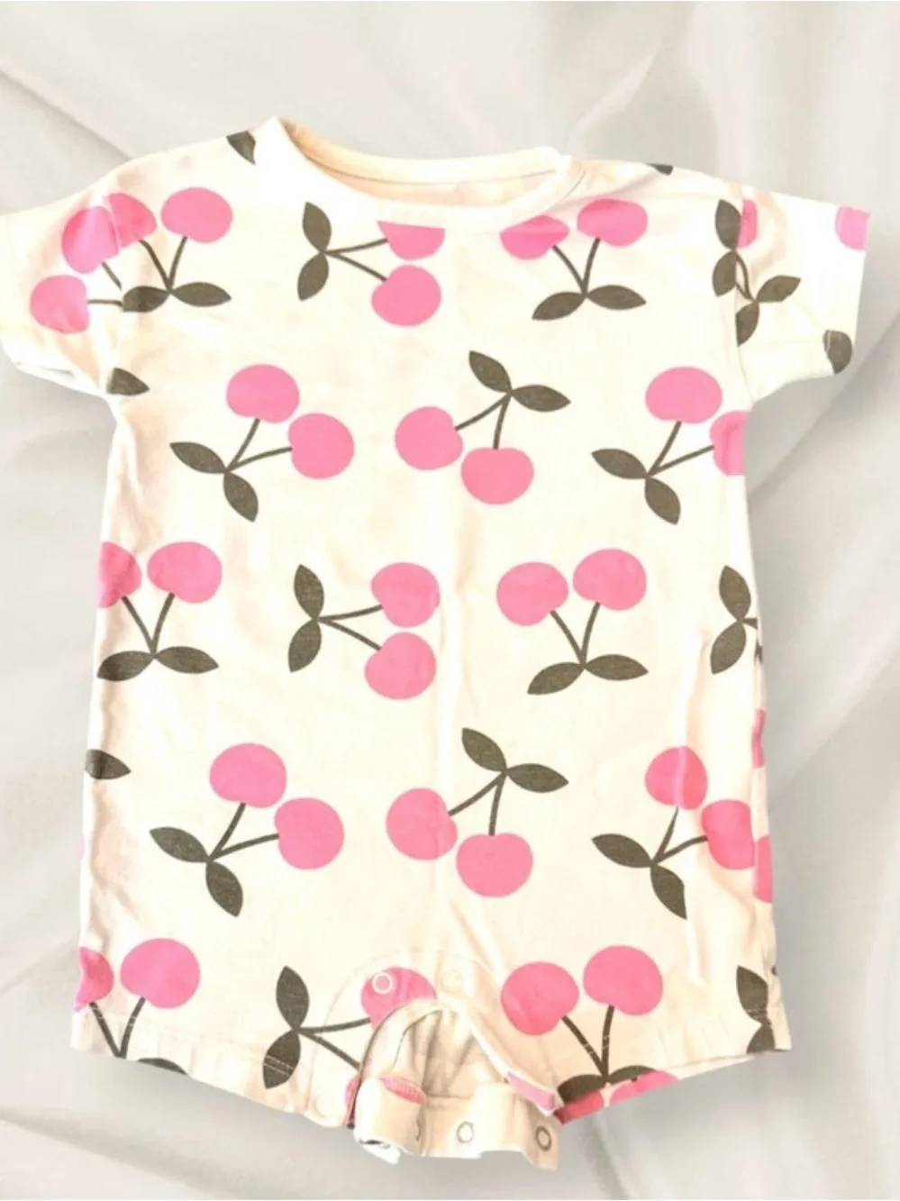 Cat & Jack Cream One-Piece with Pink Cherry Print
